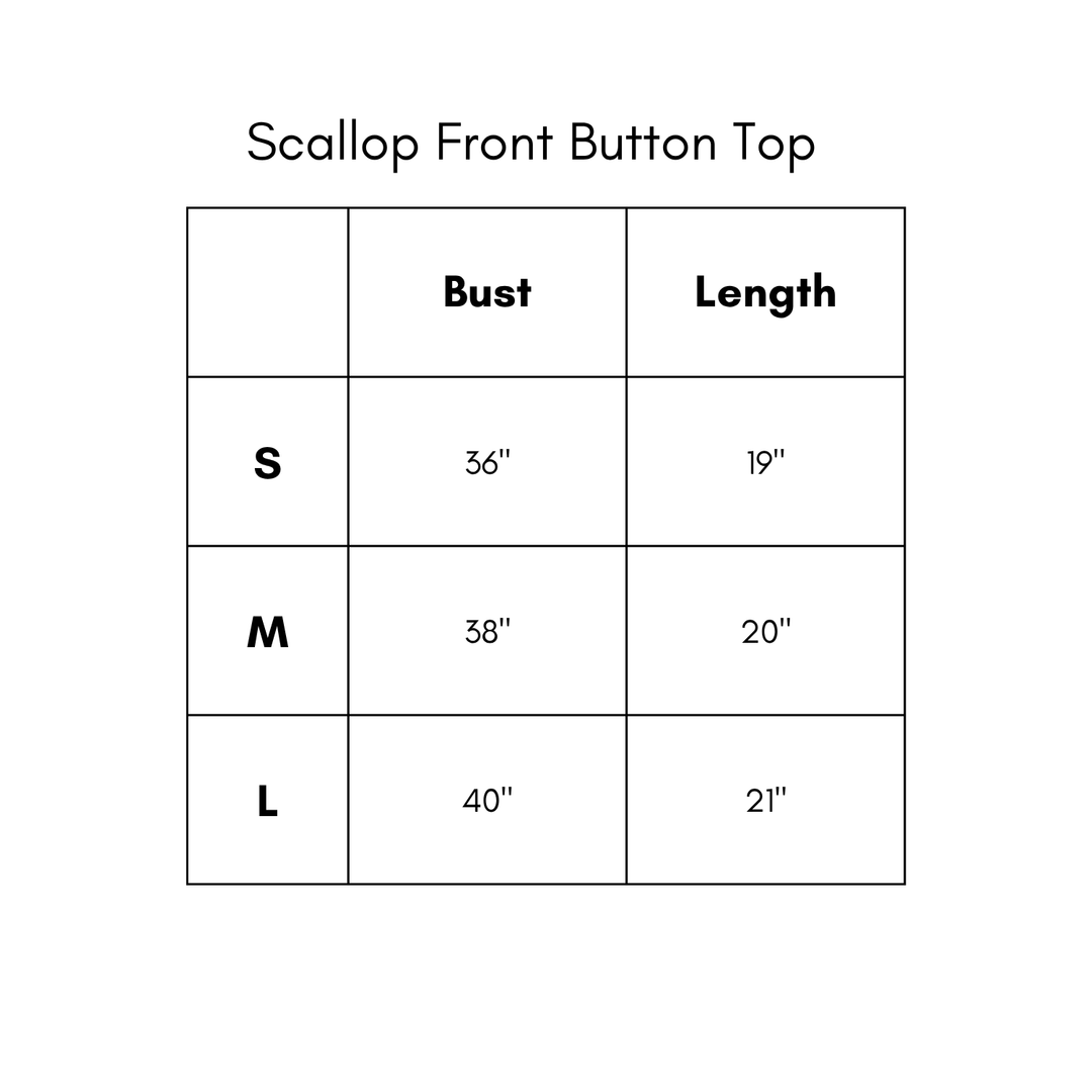 Scallop Front Button Top - Coral