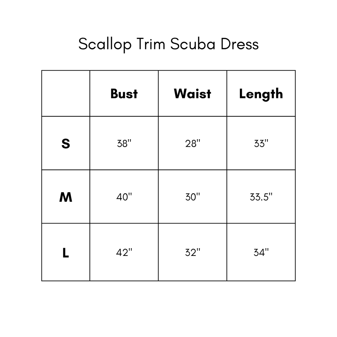 Scallop Trim Scuba Dress - Black