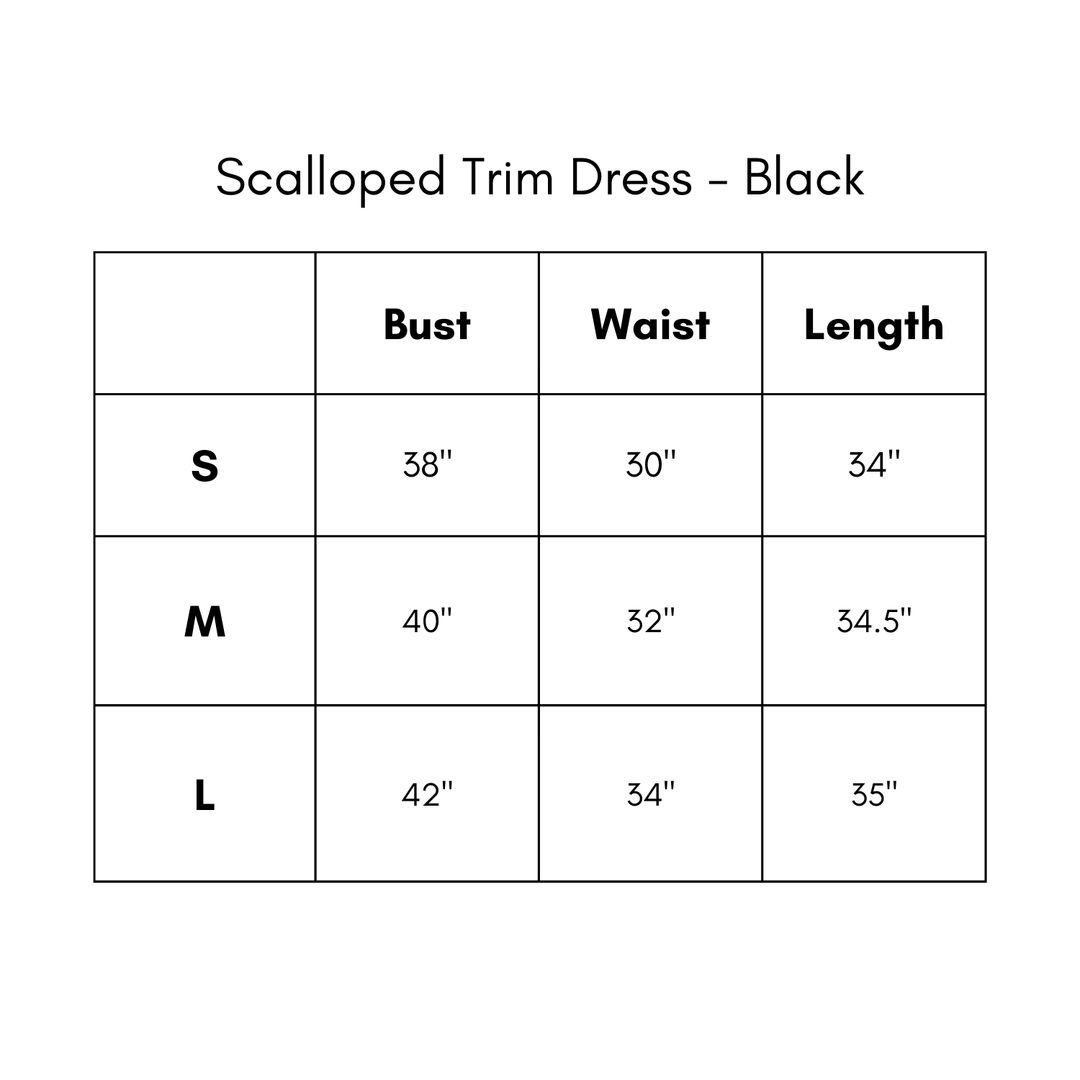 Scalloped Trim Dress - Black