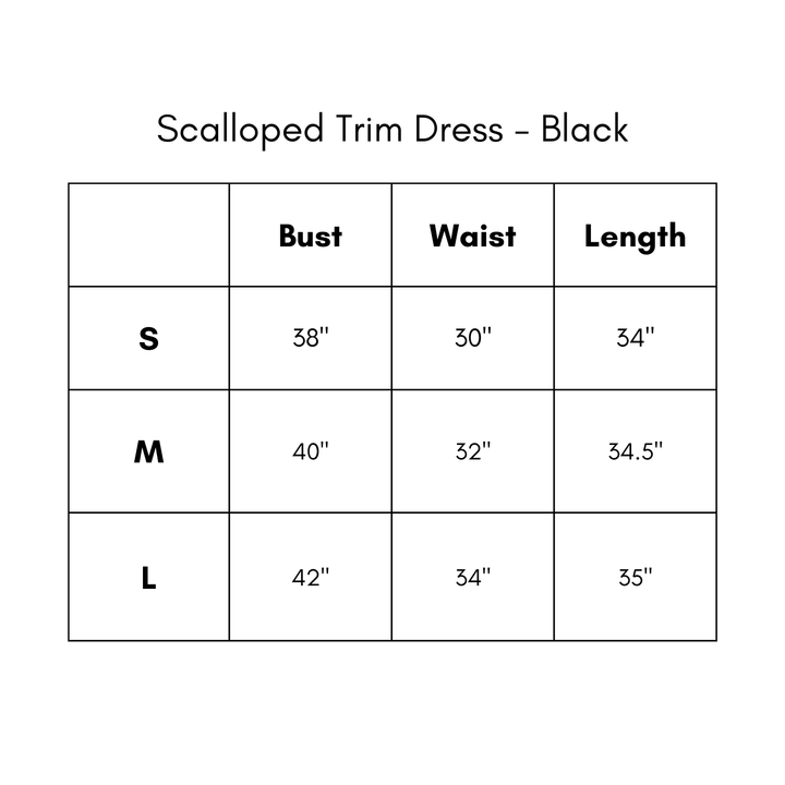 Scalloped Trim Dress - Black