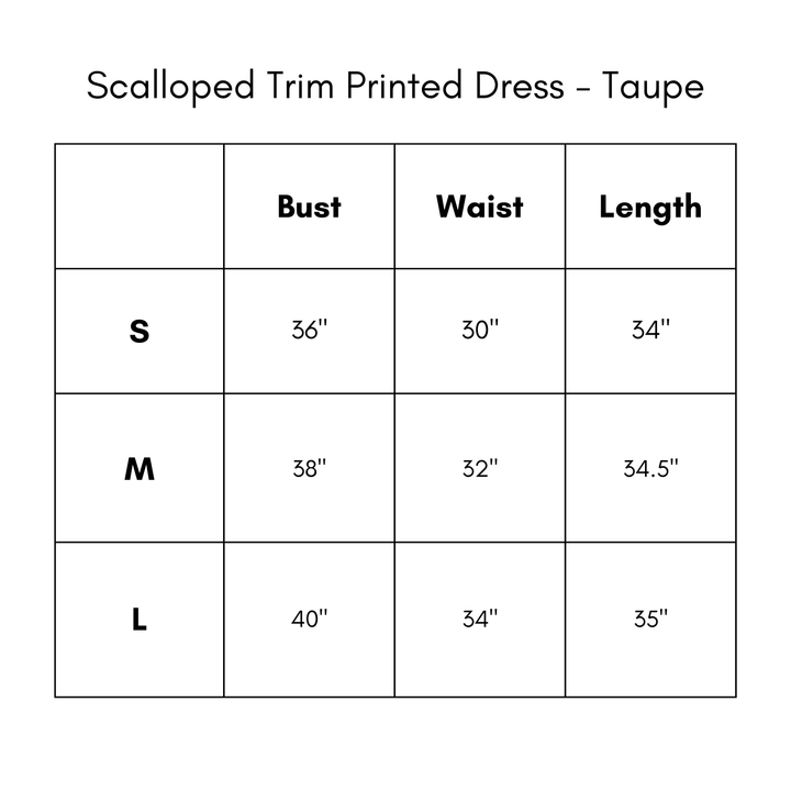Scalloped Trim Printed Dress - Taupe