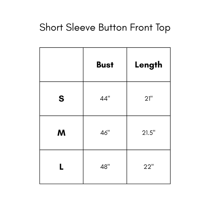 Short Sleeve Button Front Top - Ocean Blue