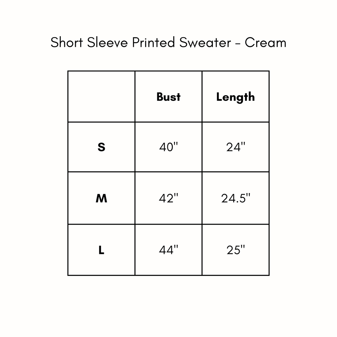 Short Sleeve Printed Sweater - Cream