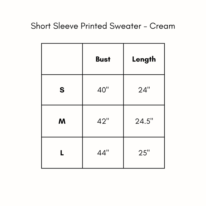 Short Sleeve Printed Sweater - Cream