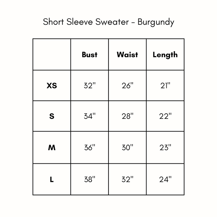 Short Sleeve Sweater - Burgundy