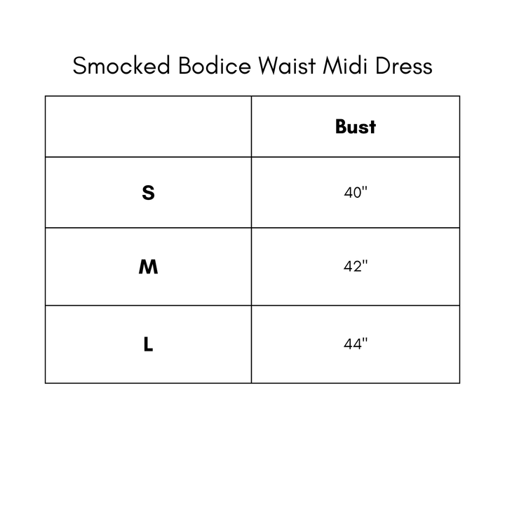 Smocked Bodice Drop Waist Midi Dress