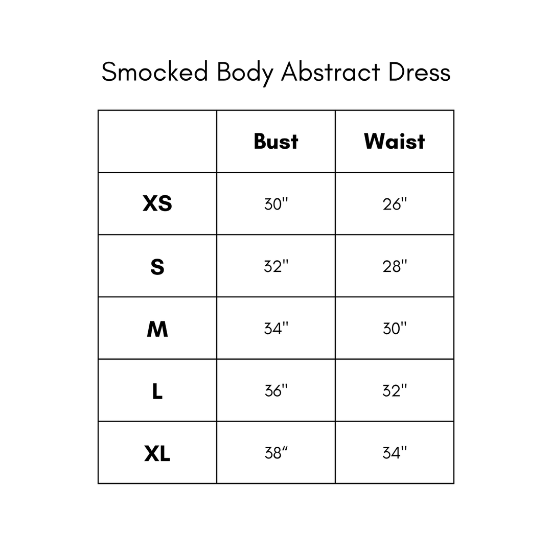 Smocked Body Abstract Dress - Pink
