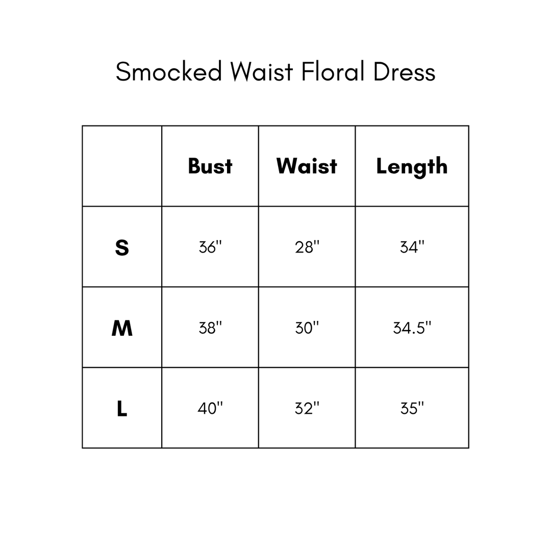 Smocked Waist Floral Dress - Blue