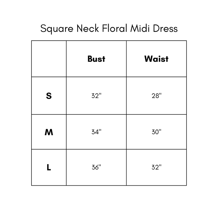 Square Neck Floral Midi Dress