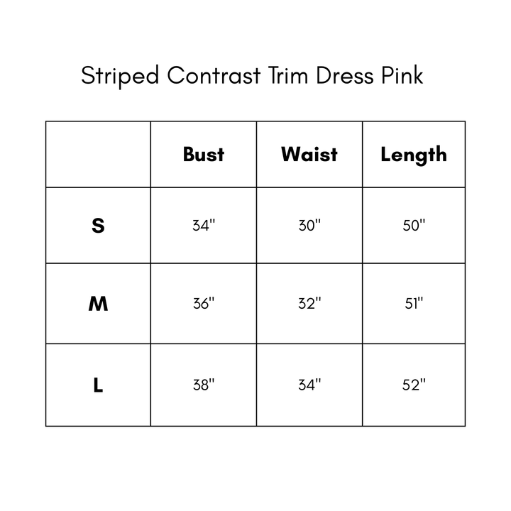 Striped Contrast Trim Dress - Pink