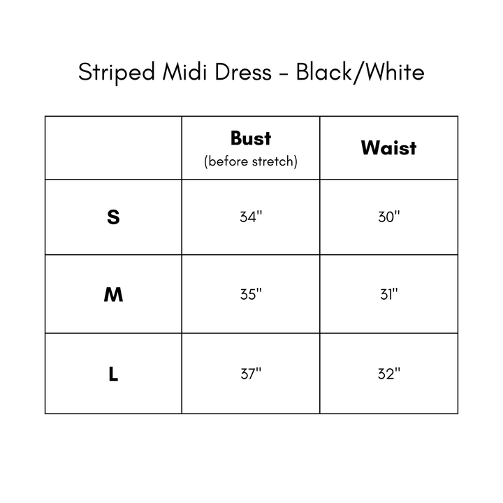 Striped Midi Dress - Black/White