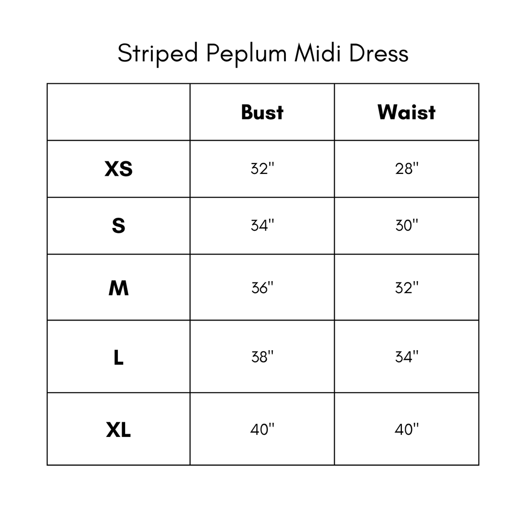 Striped Peplum Midi Dress - Blue
