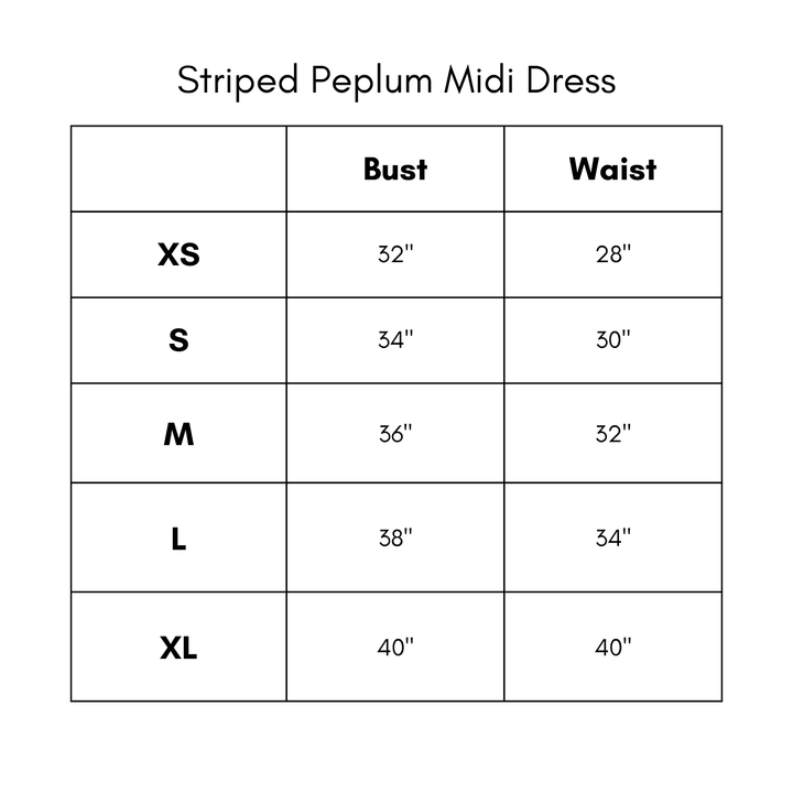 Striped Peplum Midi Dress - Blue