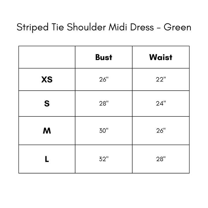Striped Tie Shoulder Midi Dress - Green