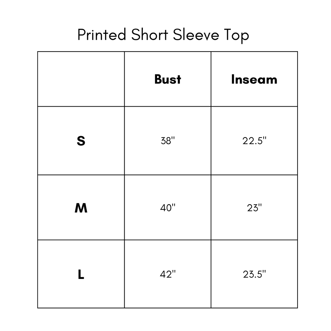 Printed Short Sleeve Top - Black