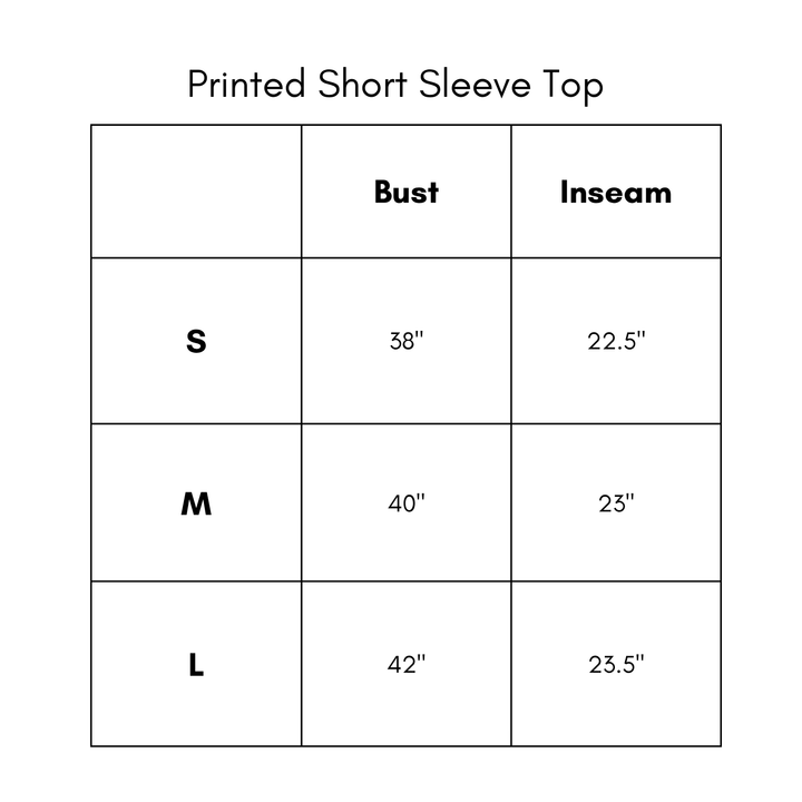 Printed Short Sleeve Top - Black