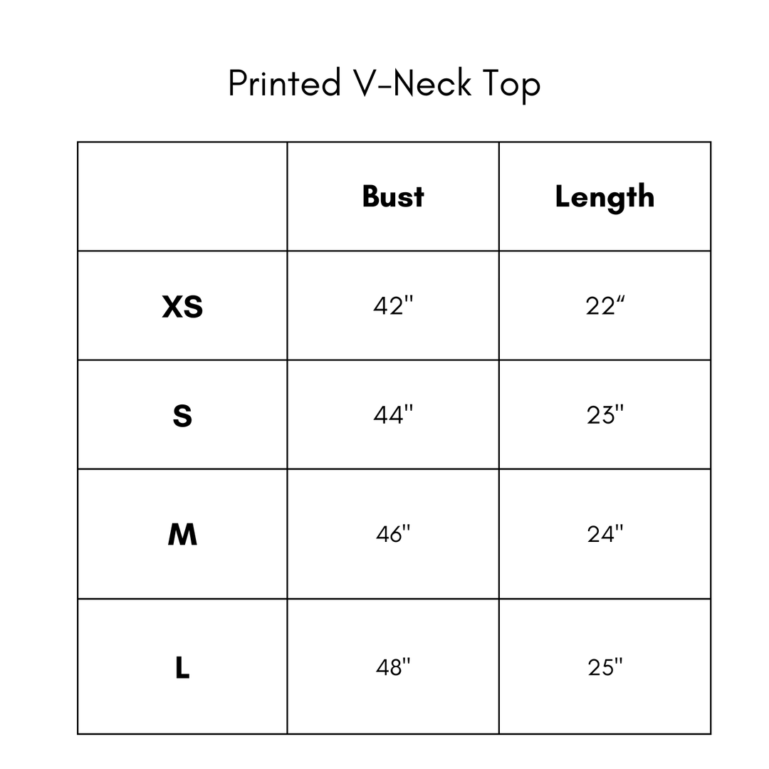 Printed V Neck Top