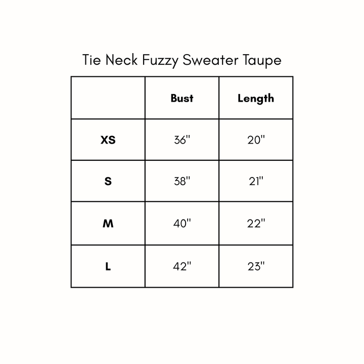 Tie Neck Fuzzy Sweater - Taupe