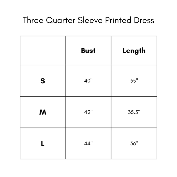 Three Quarter Sleeve Printed Dress - Hunter