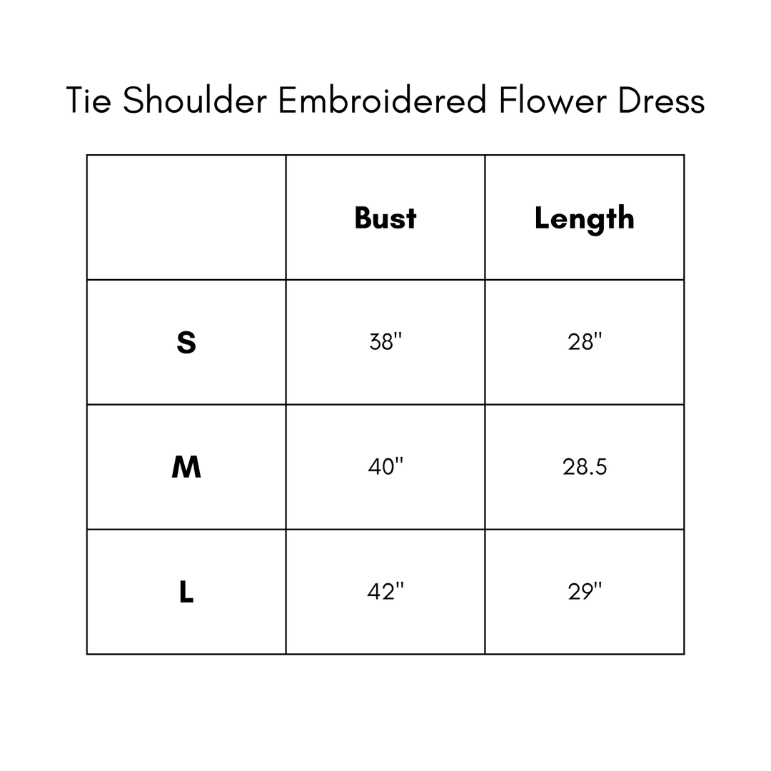 Tie Shoulder Embroidered Flower Dress