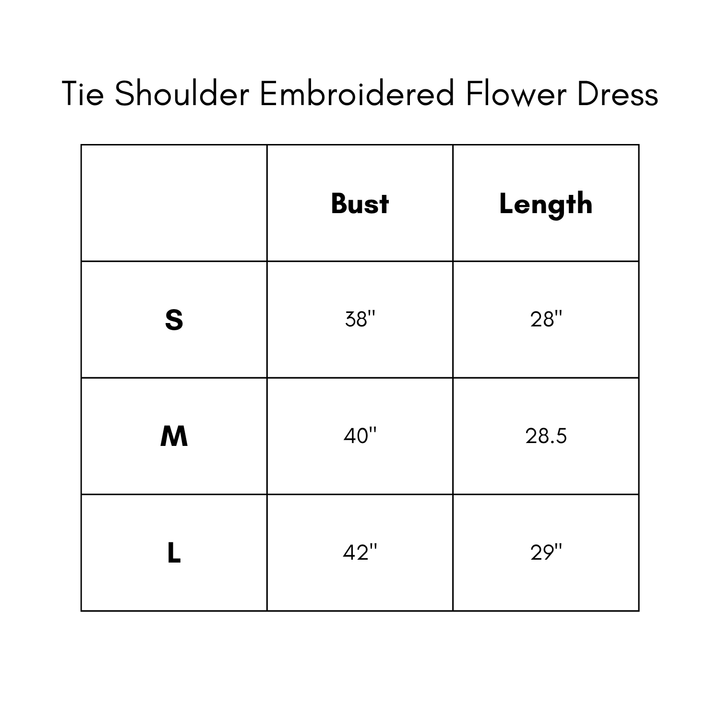Tie Shoulder Embroidered Flower Dress