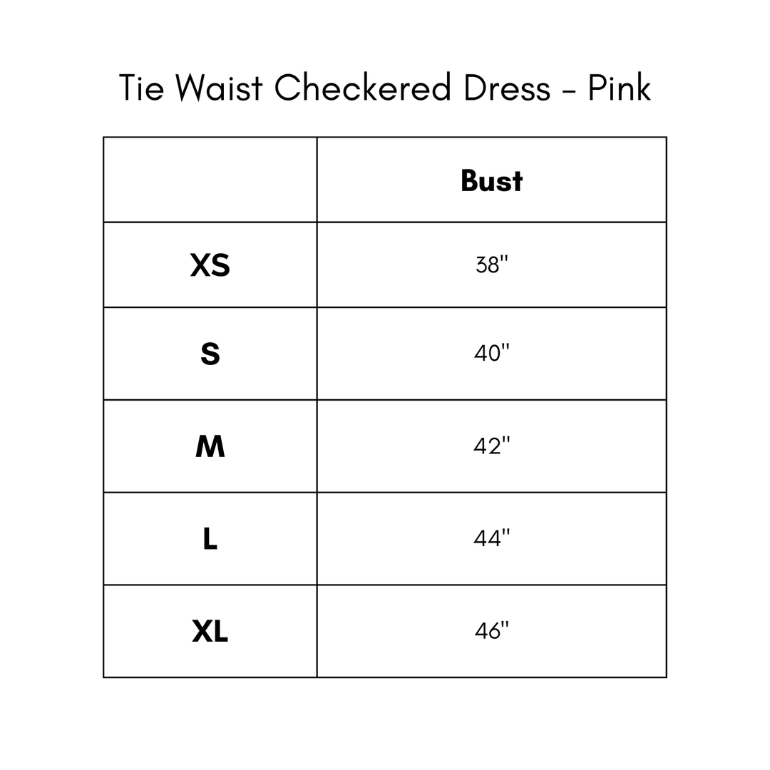 Tie Waist Checkered Dress - Pink