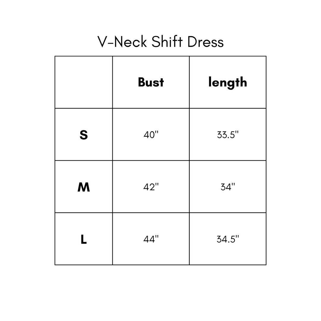 V Neck Shift Dress - Black
