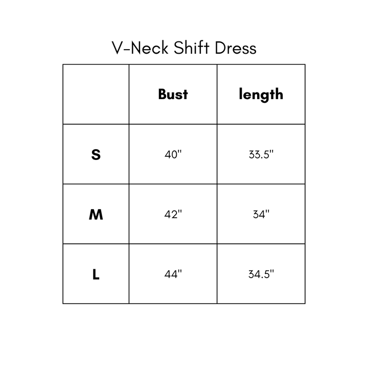 V Neck Shift Dress - Black