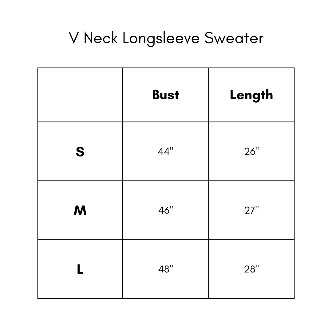 V Neck Long Sleeve Sweater - Brown