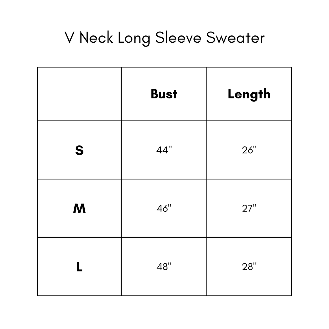 V Neck Long Sleeve Sweater - Charcoal