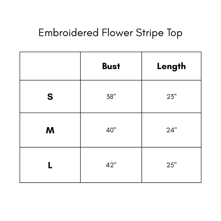 Embroidered Flower Stripe Top - Blue