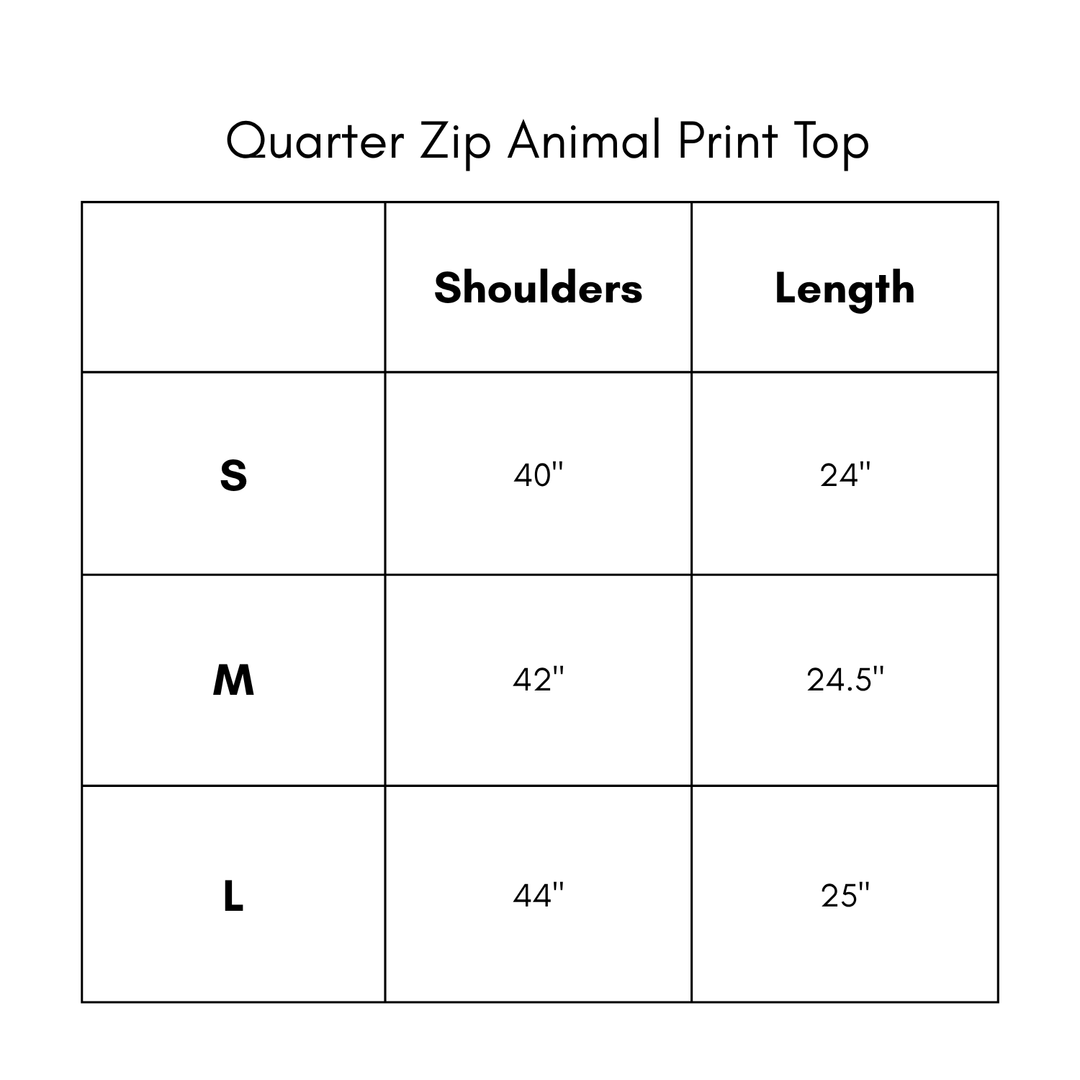 Quarter Zip Animal Print Top