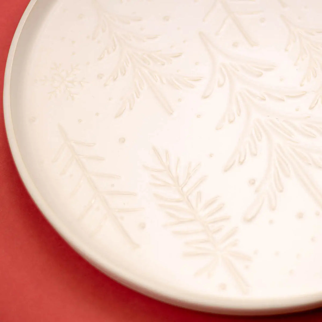 Winter Fir Platter - Antique White 14"