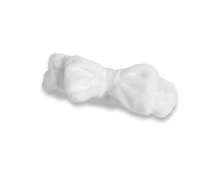 Plush Bow Spa Headband - White