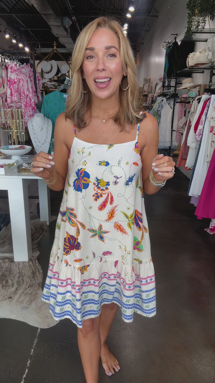 Ruffle Hem Printed Mini Dress