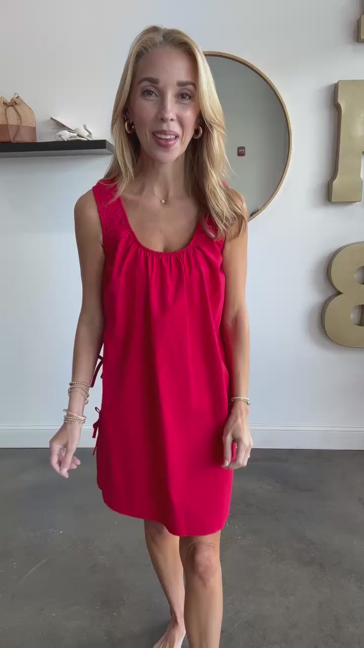 Side Bow Mini Dress - Red