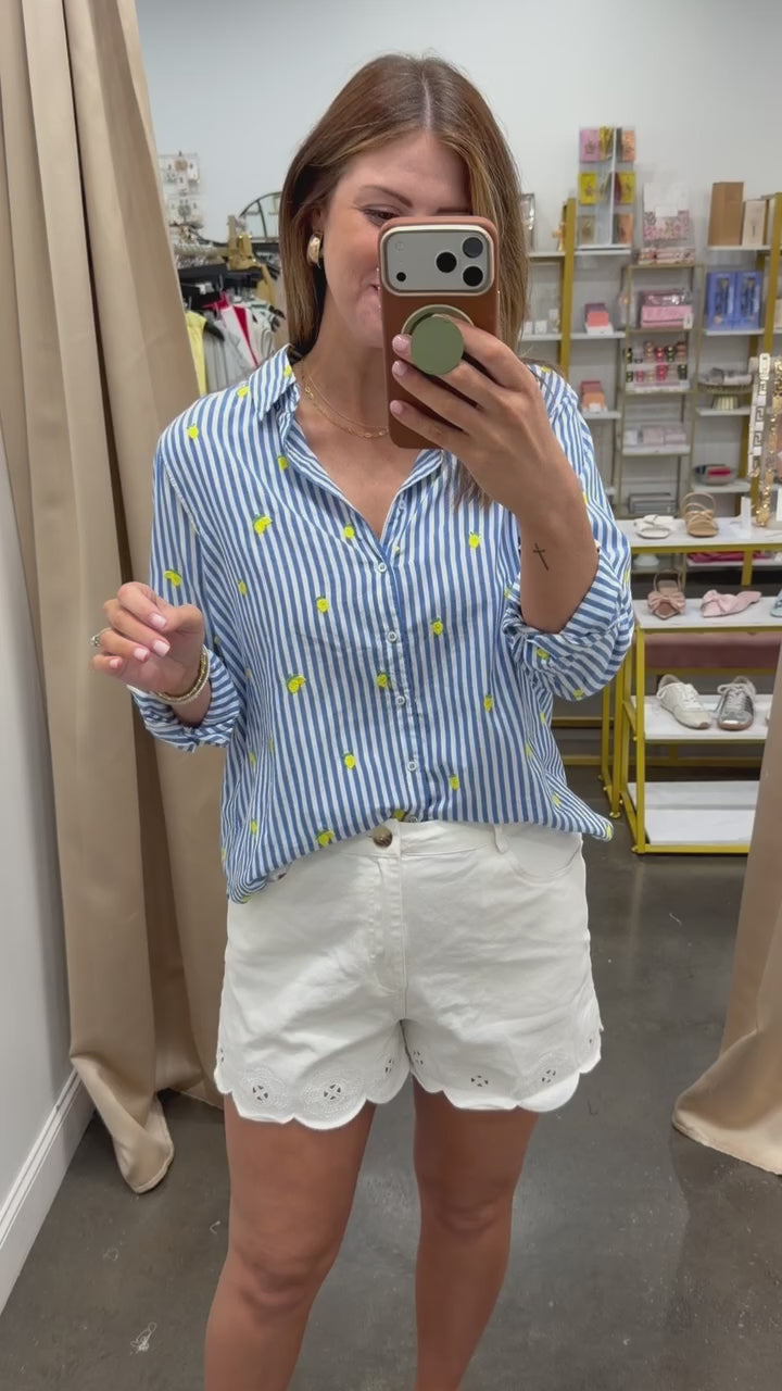 Dear John Embroidered Lolita Button Down - Lemon