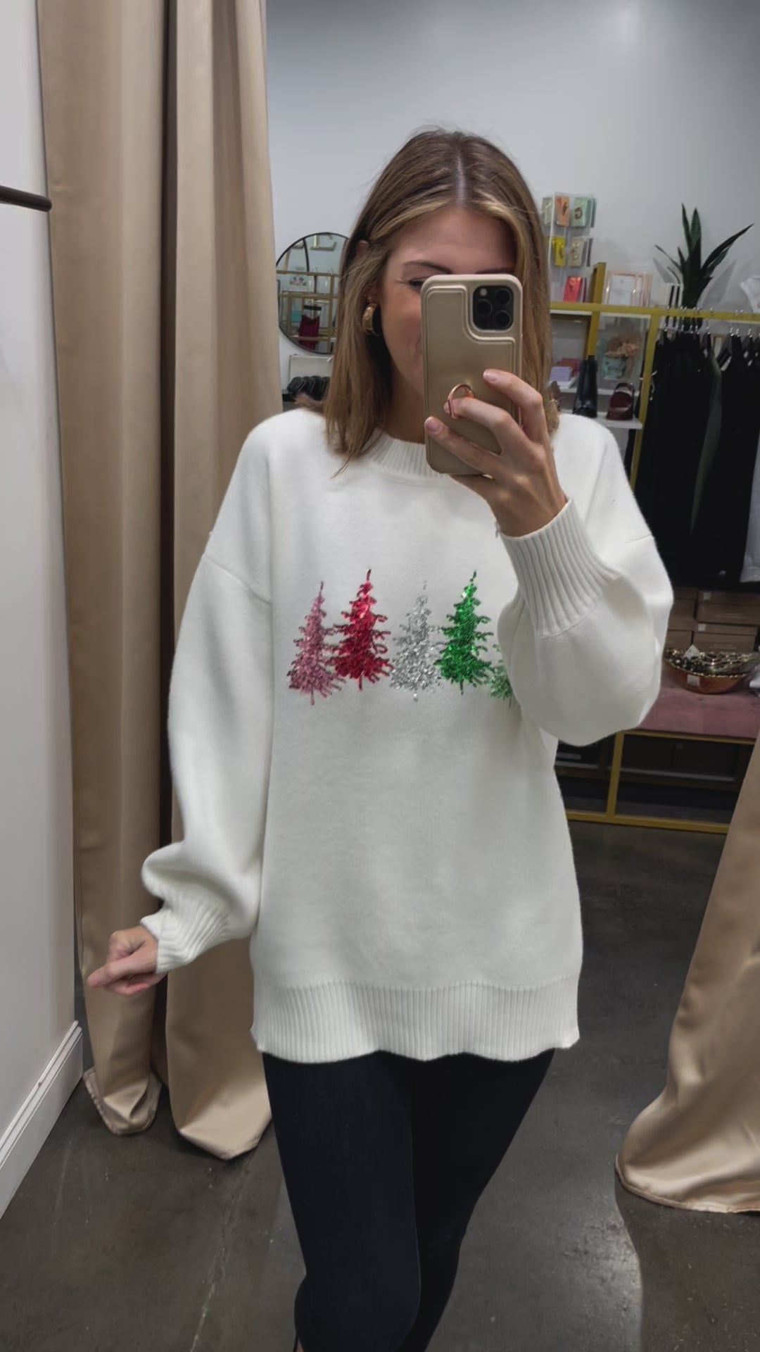 Sequin Tree Sweater - Off White