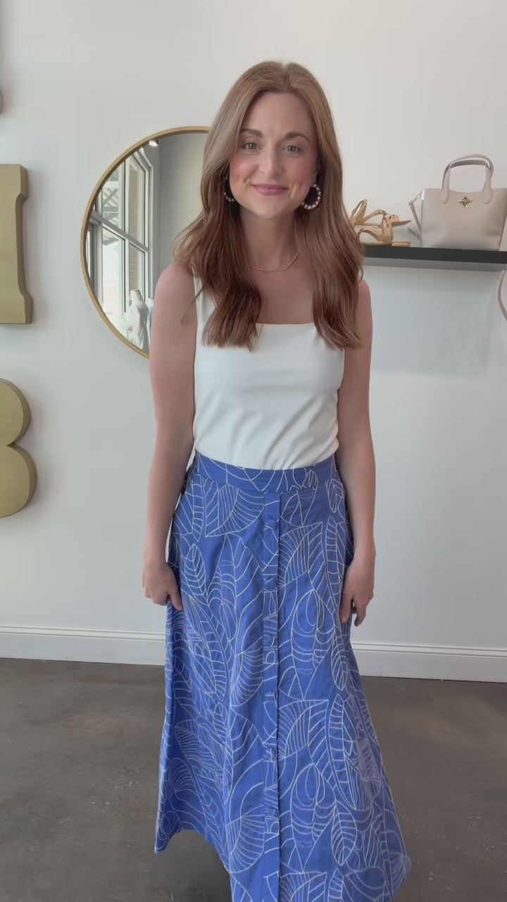 Printed Midi Skirt - Blue