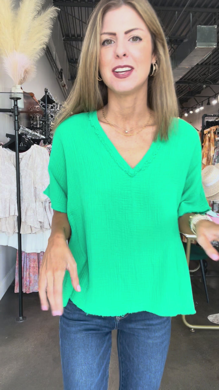Oversized Gauze Top - Green