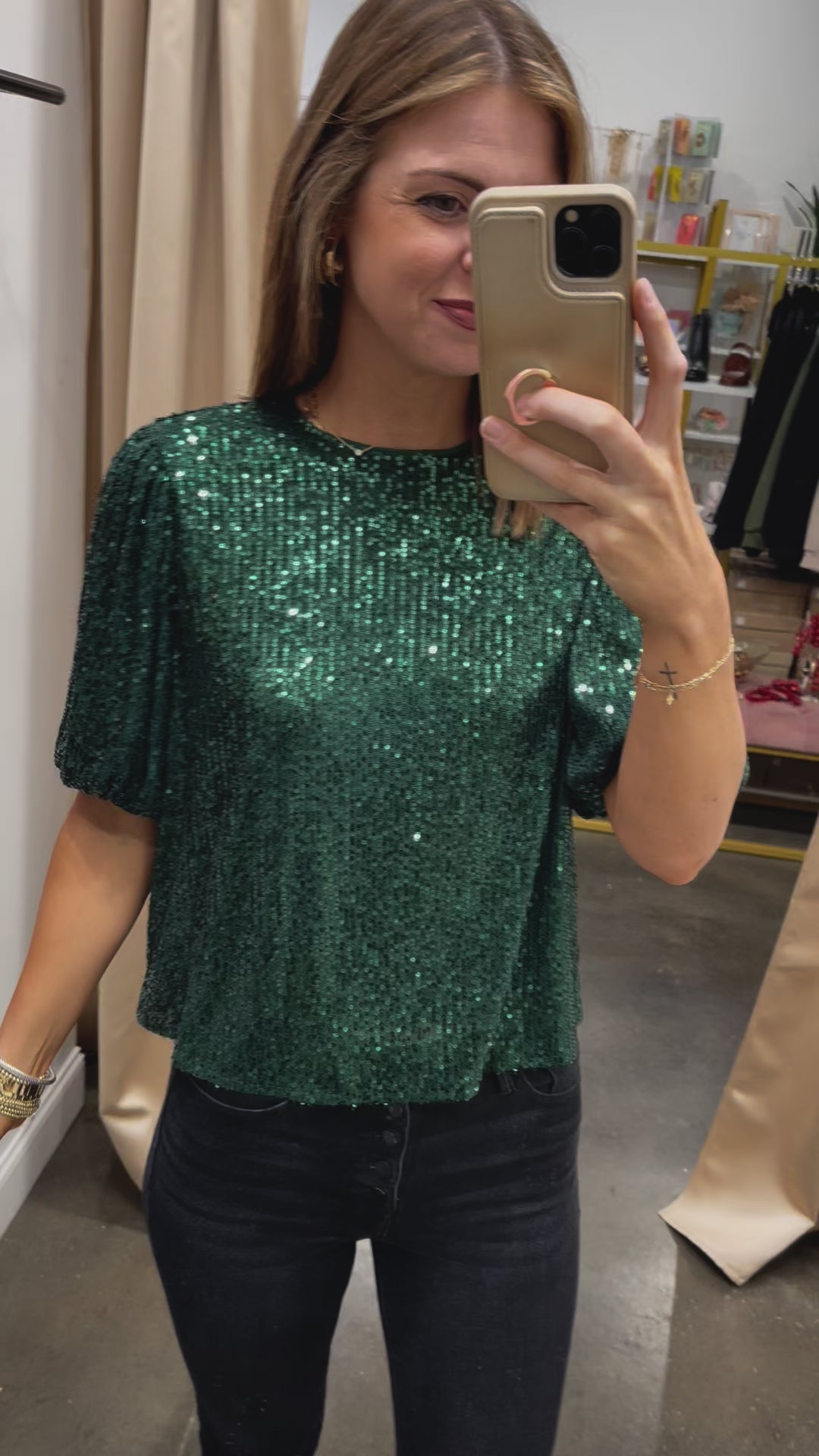 Sequin Top - Green