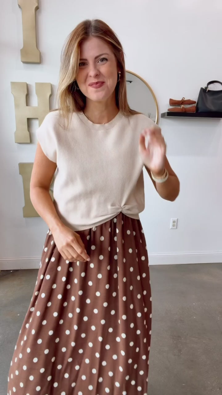 Mixed Media Layered Dress - Ecru/Brown