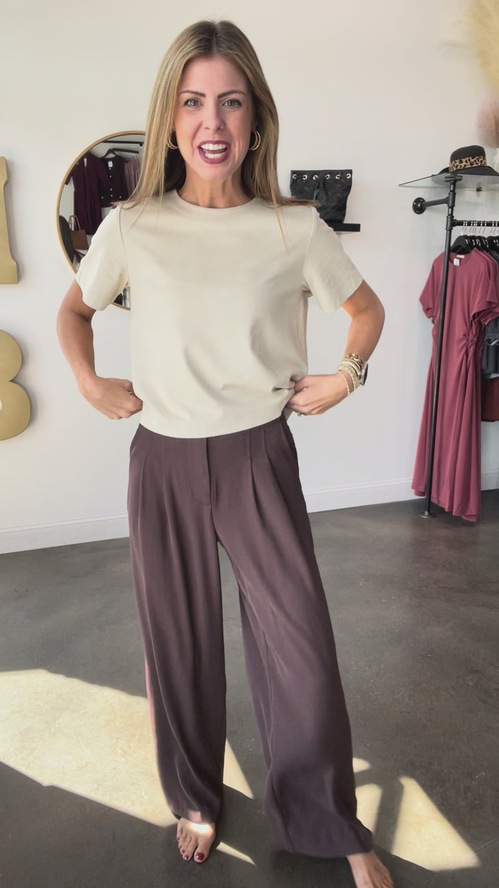 Wide Leg Dress Pants - Espresso