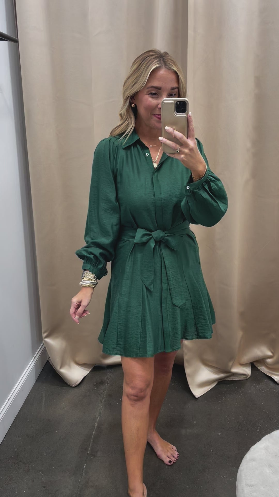 Tie Waist Dress - Green