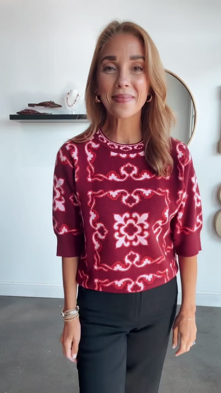 Half Sleeve Sweater - Burgundy