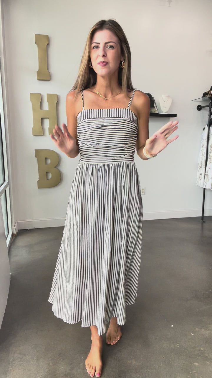 Striped Midi Dress - Black/White