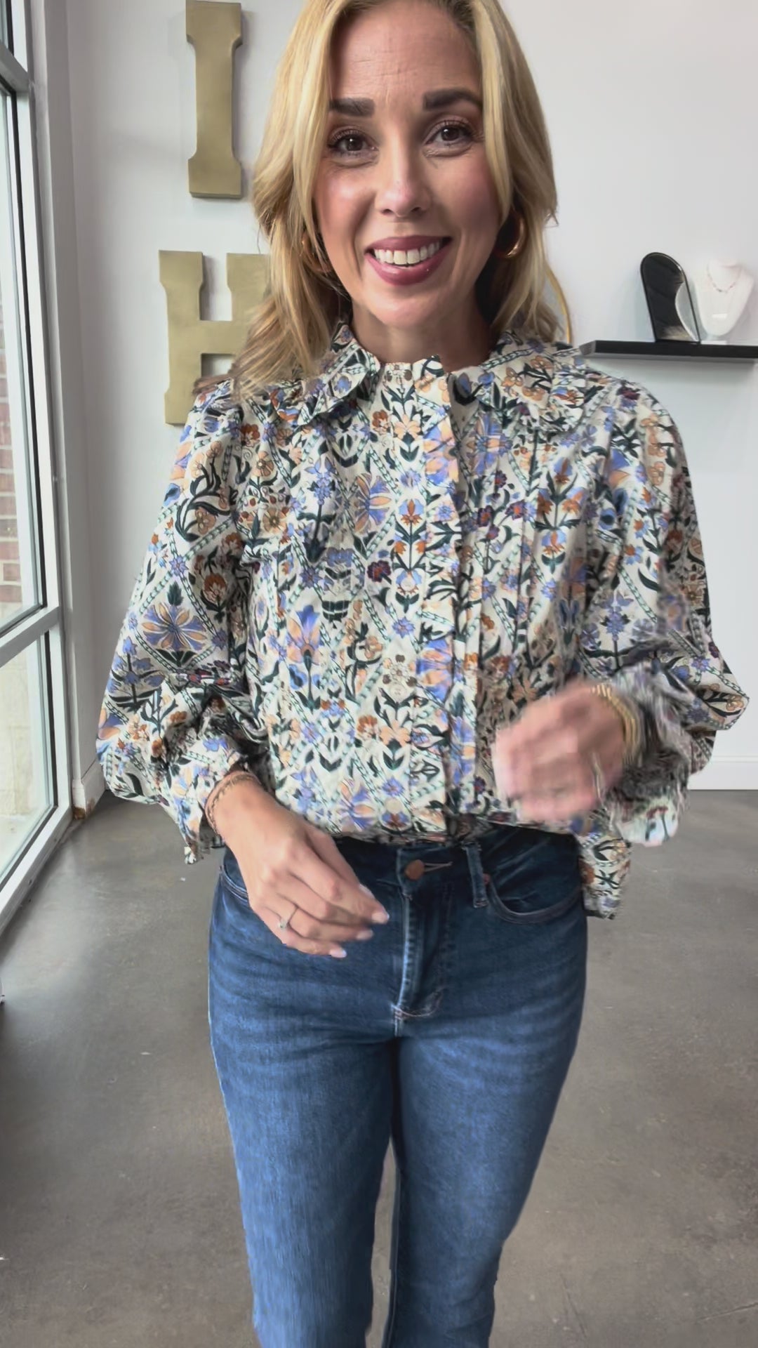 Patterned Long Sleeve Top