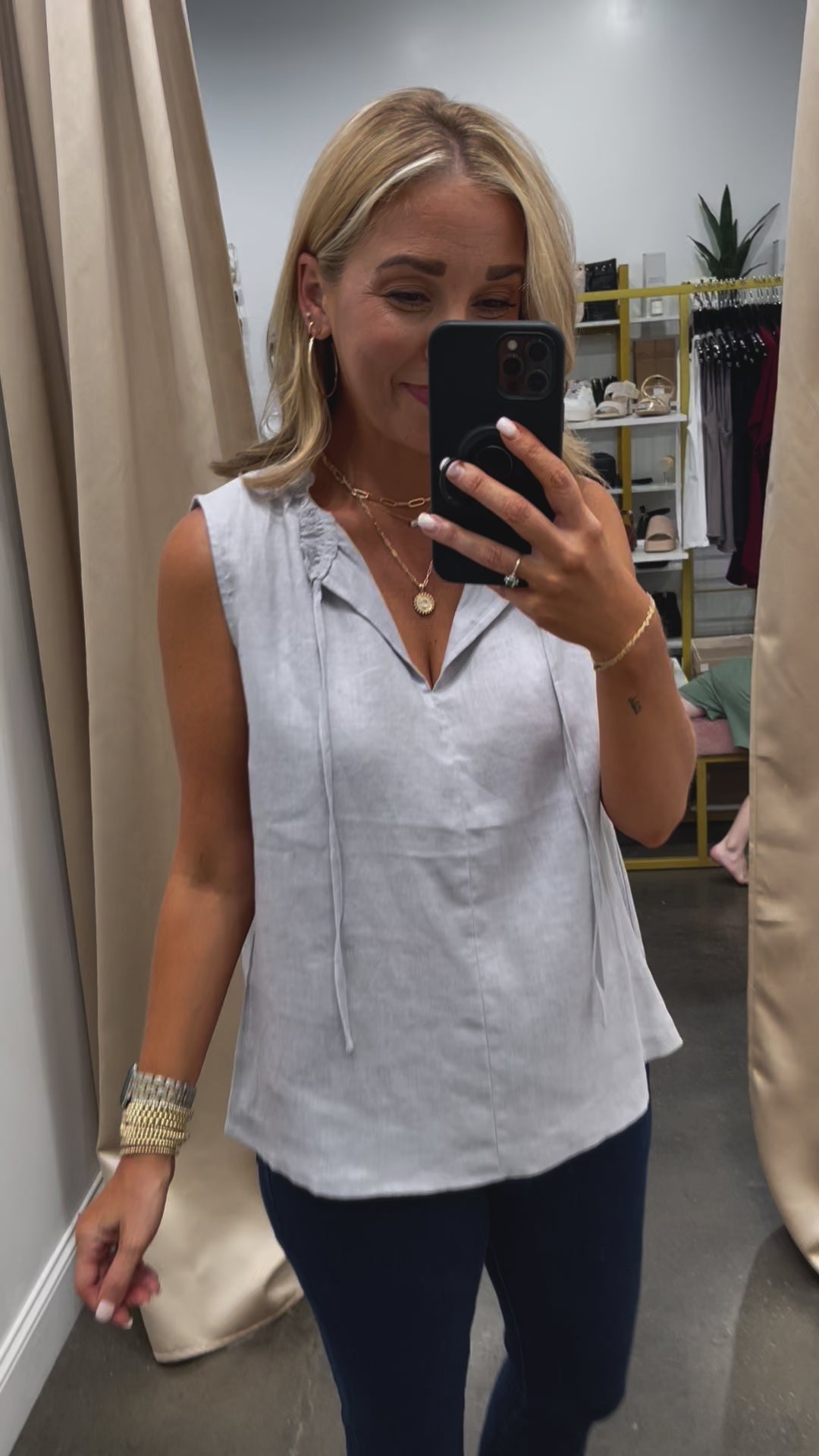 Sleeveless Linen Top - Mist