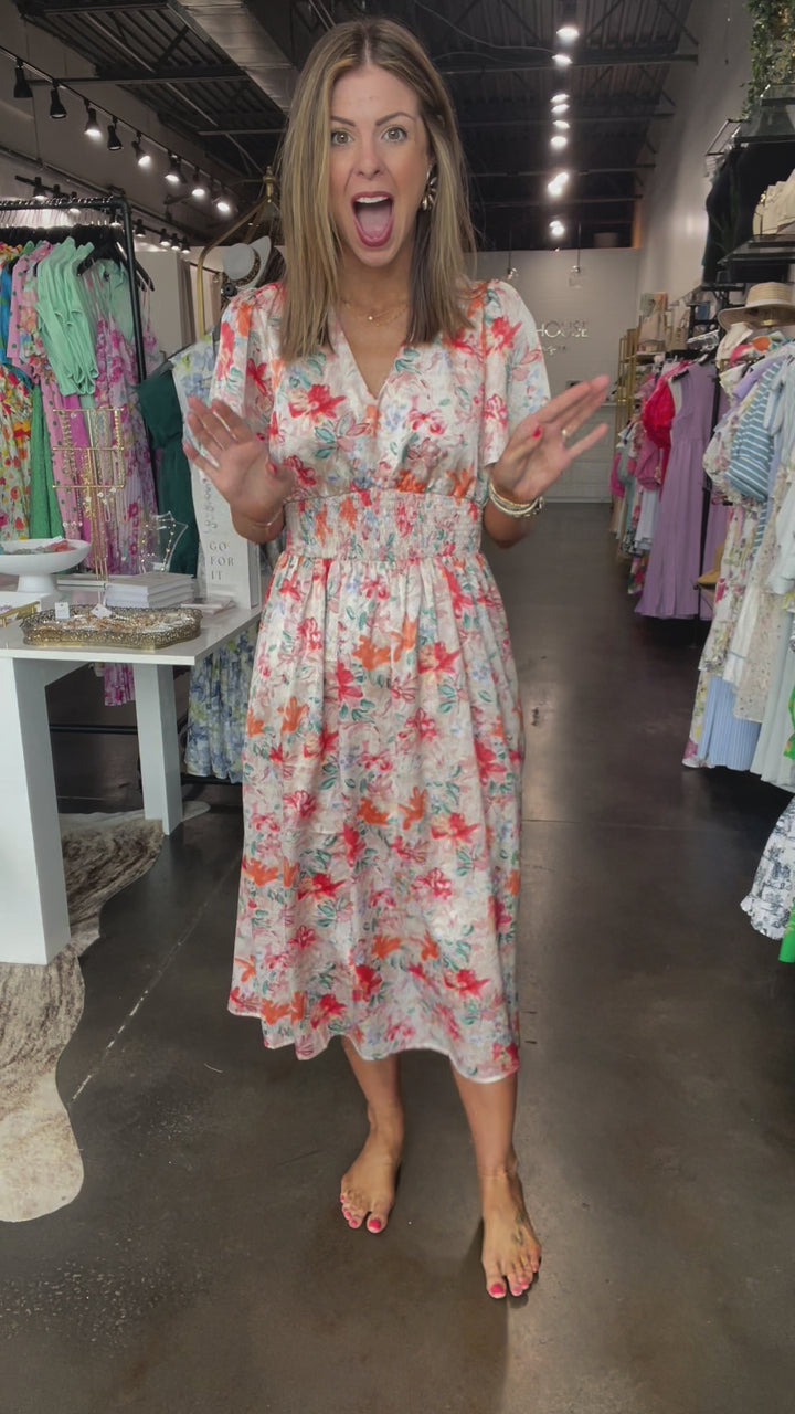 Floral Flutter Sleeve Dress