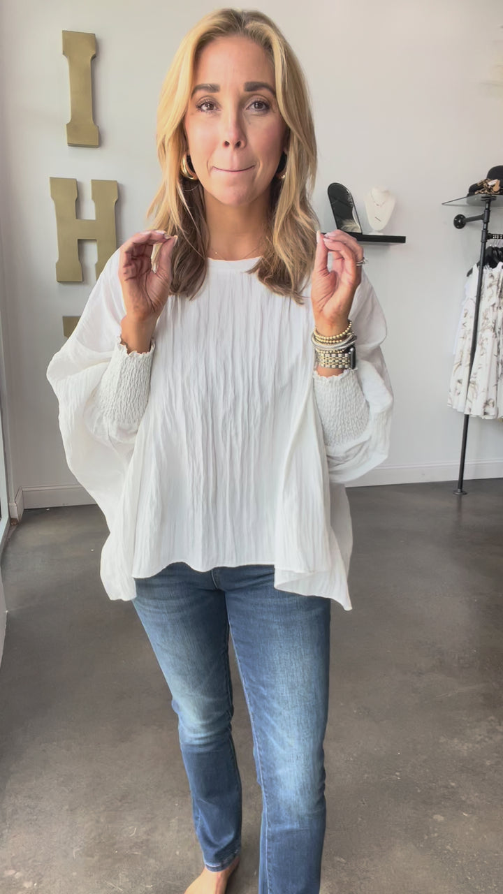Smocked Sleeve Top - Cream